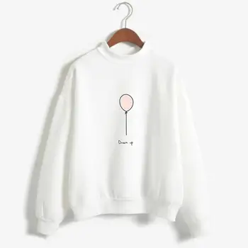 

Casual Pullover Sweatshirt Women Tops O-Neck Solid Color Cartoon Balloon Pattern Long Sleeve Thicken Sweatshirt Loose Tops #15