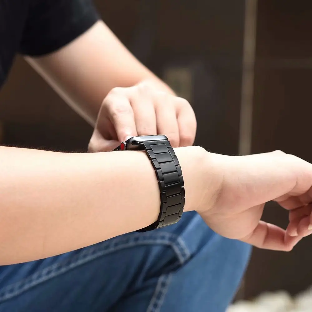 Metal link band For Apple watch 7 45mm 41mm series 6 5 4 SE 44mm 40mm Stainless steel quick release strap for iwatch 3 42mm 38mm