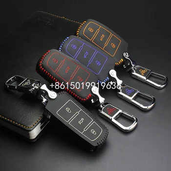 

car key cover for VOLKSWAGEN MAGOTAN b5 b6 b7 passat CC 2016 leather key case