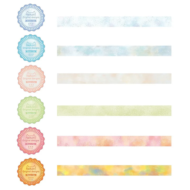 

1.5cm Watercolor Korean Nekoni Colorful Original Designs Washi Tape Adhesive Tape DIY Scrapbooking Sticker Label Masking Tape