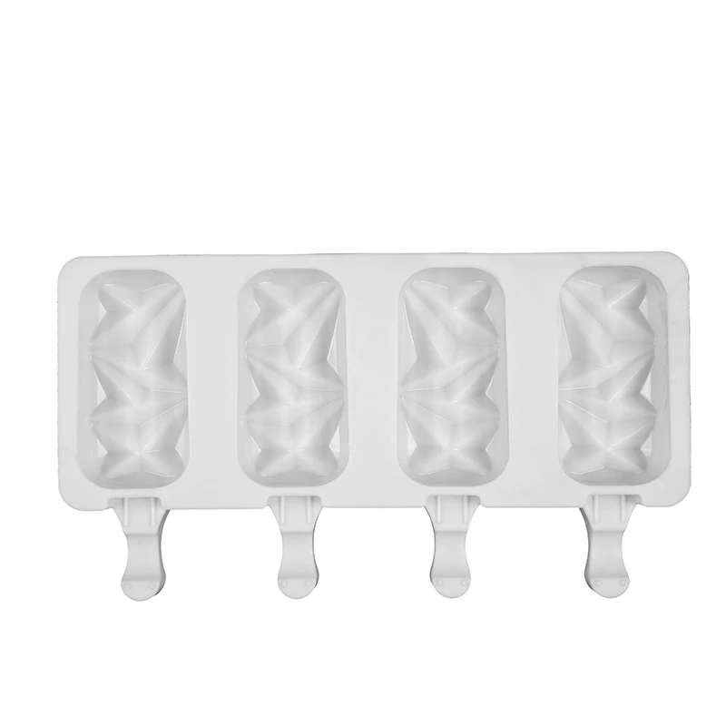 Silicone Ice Cream Molds 4 Cell Ice Cube Tray Food Safe Popsicle Maker DIY Homemade Freezer Ice Lolly Mould Home Ice Cream tools