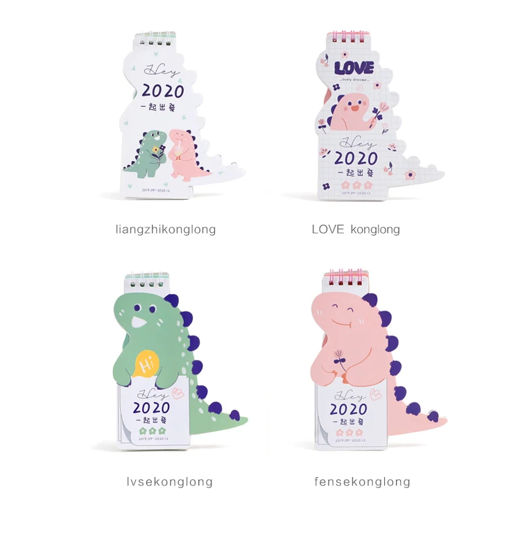1pc agenda Lovely Dinosaur Mini Desk Calendar DIY Cartoon Portable Calendars Daily Schedule Planner