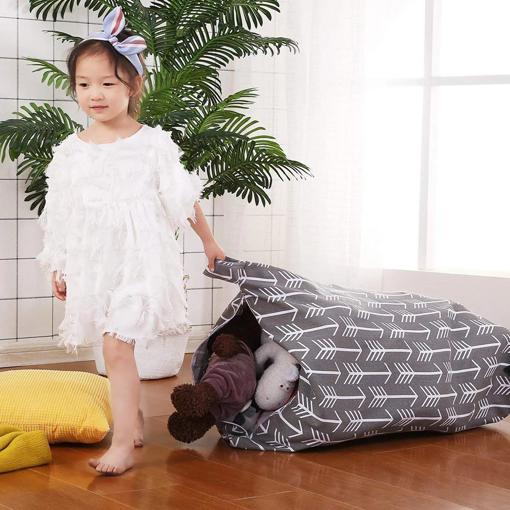 Striped bean chair plush toy storage bag home stool diamond with handle canvas clothes | Дом и сад