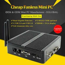 Процессор EGlobal fanless Мини ПК Intel N3160/J3160 J1900 Qaud Core Pfsense Barebone Мини компьютер мини-сервер 2* Gigabit LAN(RJ-45) 300 м Wi-Fi