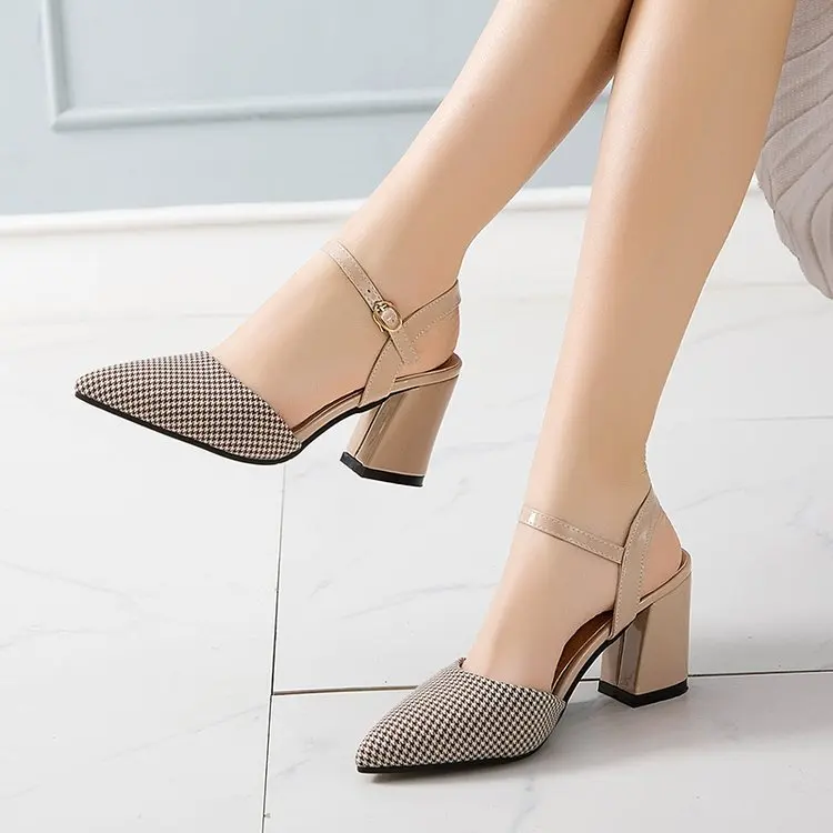 

Closed-toe Sandals Women's Fairy-Style 2019 Summer New Style Korean-style Versatile Chunky Heel Pointed Hallow A- line with High