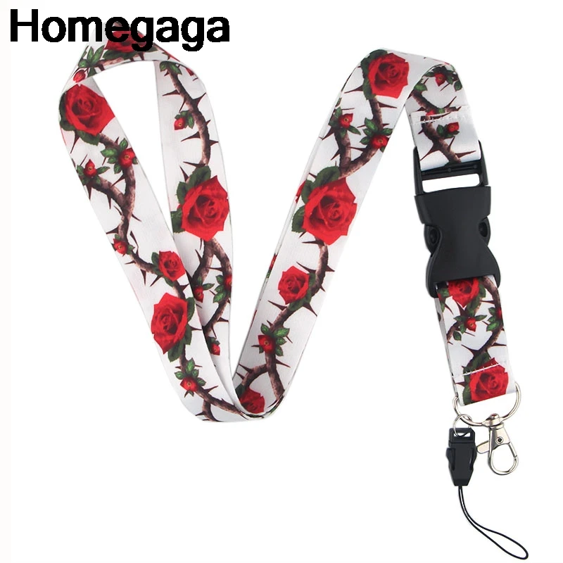 Homegaga винтажная роза Lanyards id Держатели для телефонов ожерелье аксессуар для ключей шеи ремни нагрудные опознавательные Значки для идентификации владельцев тесьма D2334