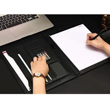 Многофункциональный A4 папка для документов из искусственной кожи чехол для Конференции портфель блокнот-органайзер сумка ж/калькулятор для бизнес-офиса