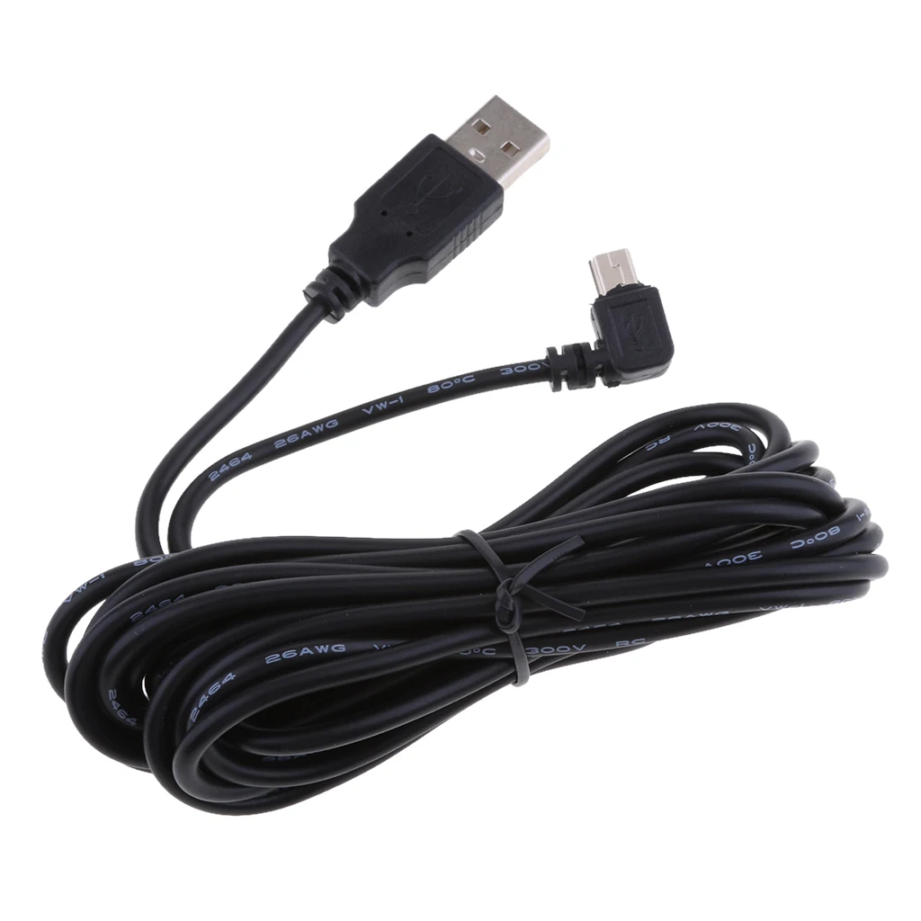 Universal 5V 2A Mini USB Chargers Cable 90 Degrees Right Head DVR GPS Charging Cables Easy Use