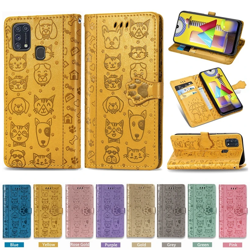 Кожаный чехол с принтом кошки и собаки для Samsung Galaxy S8 S9 S10 S20 Plus Ultra S10E Note 9 10 A51 A71 A50 A30