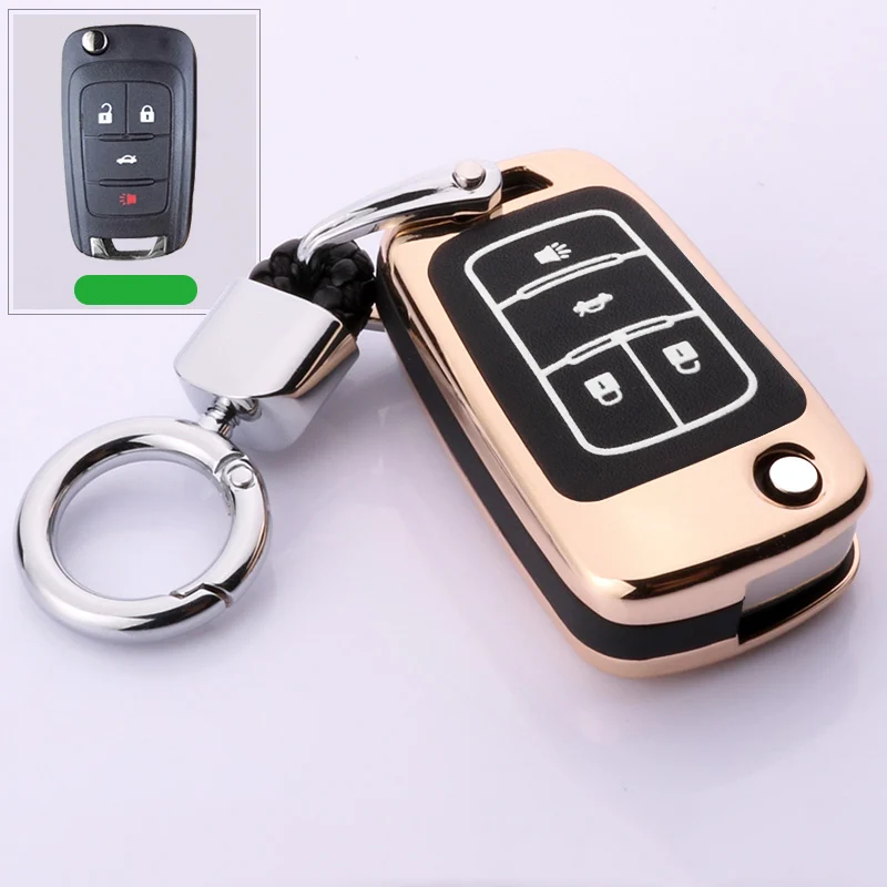 Светящийся кожаный чехол для ключей автомобиля Buick, Chevrolet Cruze Opel Vauxhall Mokka Encore Astra J Corsa E Insignia Zafira флип-кейс для ключей - Название цвета: C-gold