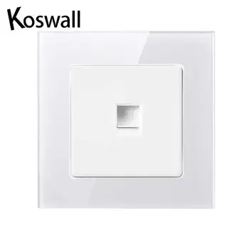 

2018 New Arrival Crystal Tempered Glass Panel RJ45 Internet Jack Wall Data Socket Computer Outlet