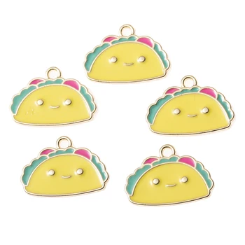 

10pcs Cute Enamel Yellow Sandwich Hot Dog Charms For Jewelry Making Crafting Earring Pendant Bracelet Necklace Accessories