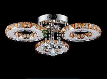 amber 3 light Современный минимализм Lustre De Cristal Led Люстра для фойе Роскошные покрытые зеркалом стальные кольца Круглая Люстра - Цвет абажура: amber 3 light