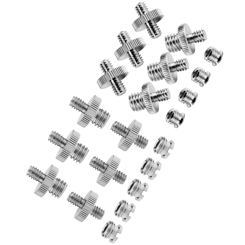 2 Set 21 Pcs 1/4 Inch and 3/8 Inch Camera Screw Adapter Converter Threaded Mount Set for Tripod Monopod Ballhead Light Stand Sho