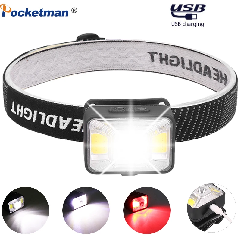 

5000 Lumens Most Bright Led Headlight USB Rechargeable Ultra Bright LED Flashlight White/Red light Great For Camping,fishing