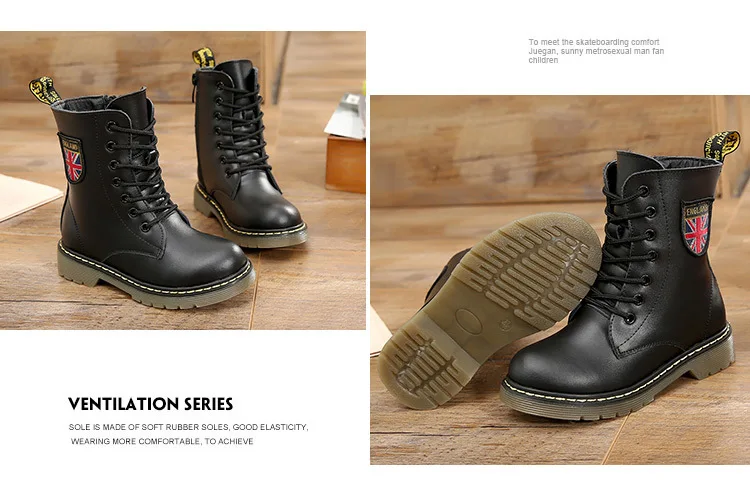 Boots Kids Genuine Leather Winter Fur Ankle Boots For Boys Toddler Fashion Girls Snow Boots Childrens Shoes