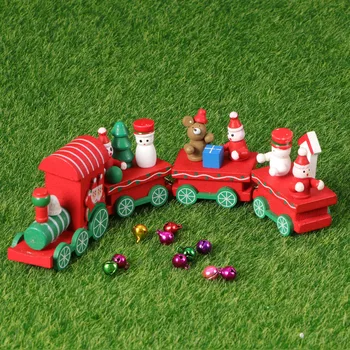 

1 Pc Mini Four-section Wooden Train Creative Gift Toy for Window