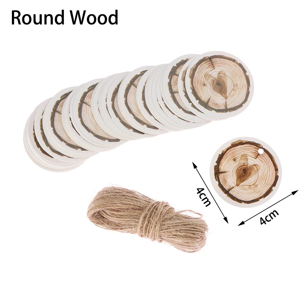 Round Wood 50 шт крафт-бумаги, бирки на День святого Валентина, этикетки для упаковки, товары для декора, узоры в виде сердца, вечерние открытки, поделки своими руками - Цвет: Round Wood