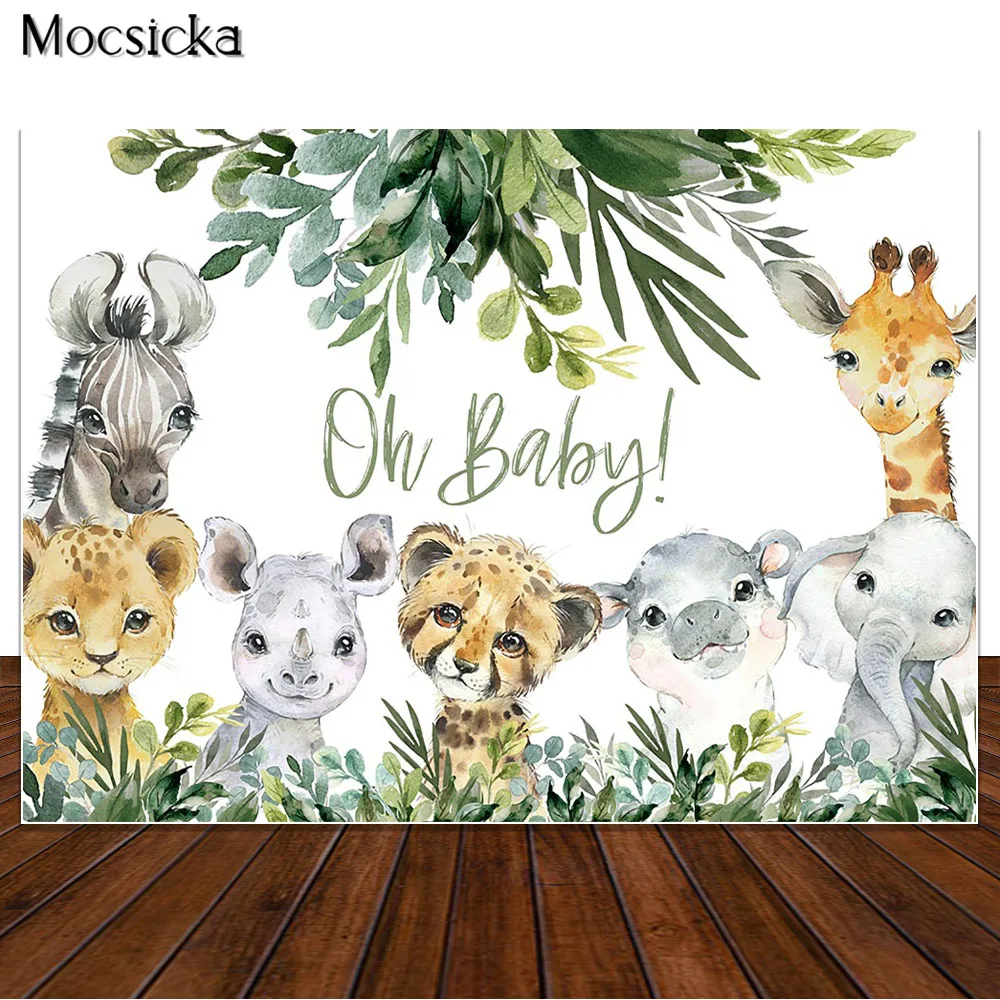 Safari Baby Shower Sfondo Ragazzo Giungla Baby Shower Decorazione Per Feste Verde Selvaggio Uno Zoo Animale Baby Party Banner Sfondo