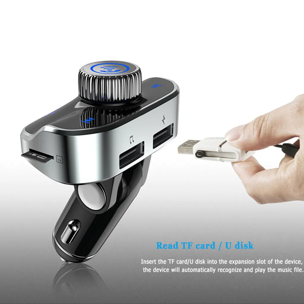 Автомобильный Mp3 Bluetooth 4,2 версия Hands-free fm-передатчик плеер двойной Usb интерфейс Tf карта сенсорная кнопка цифровой дисплей# P45