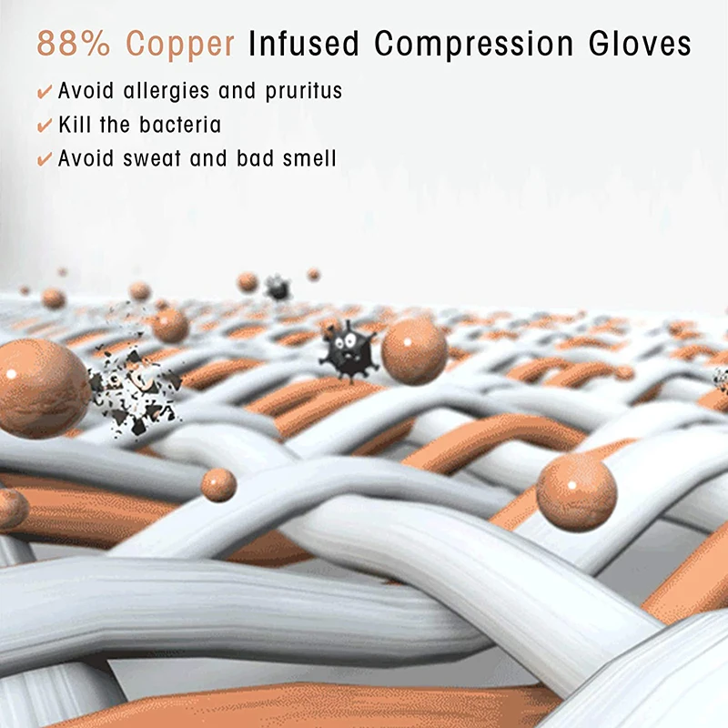 1 Pair Copper Compression Gloves for Women Men Fingerless Gloves For Relieving Carpal Tunnel Aches Rheumatoid Pains Joint Swell
