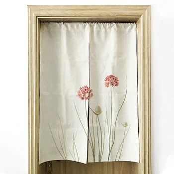 

New Japanese And Korean Curtain For Kitchen Cotton Linen Flower Cartoon Curtain Door/Coffee/Restaurant Door Creative Curtains