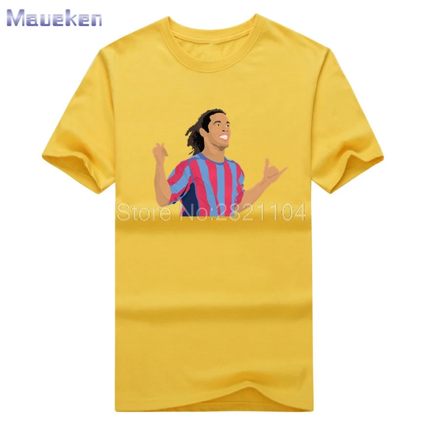 Дизайн футболка модная мужская хлопок короткий рукав Ronaldinho для фанатов 0601-8