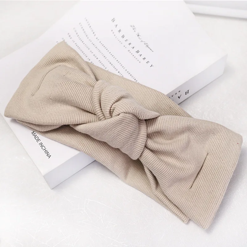 C615 beige Винтажный твердый завязанный на голове узлом бант для женщин Тюрбан Эластичная головная повязка на волосы для девушек аксессуары для волос haar аксессуары haarband - Цвет: C615 beige