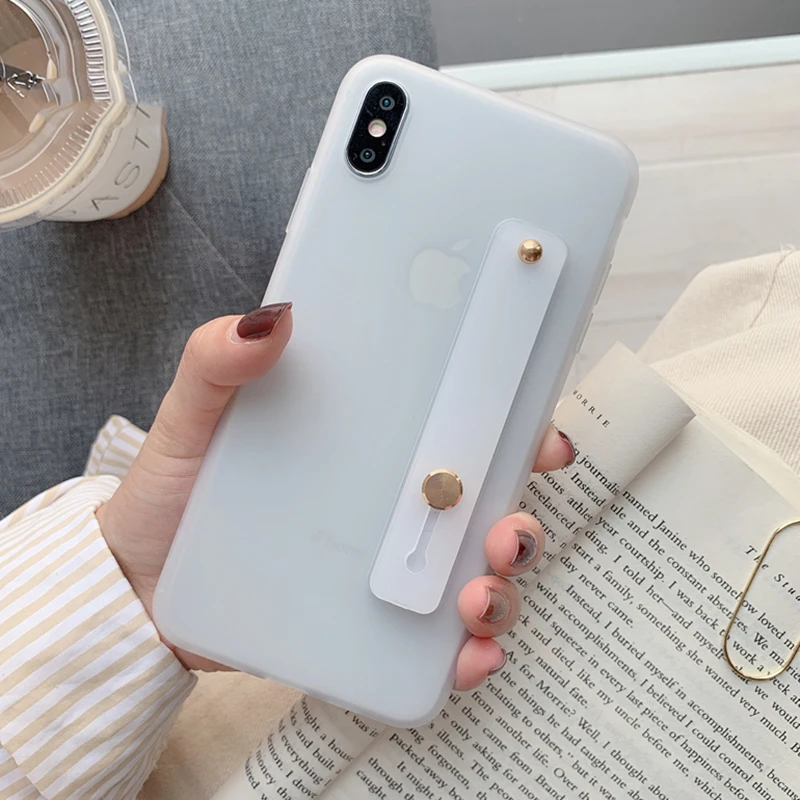 Простая подставка Матовый ТПУ чехол для huawei Honor 7C 7A 7X фотоаппаратов моментальной печати 7S 6X 6C 6A 5X 5C V9 играть V10 V20 ремешок повязка на руку чехол - Цвет: WristStand Matte