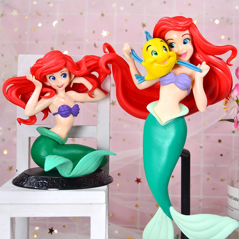 Белый 10cm/20cm Q Posket Mermaid Figure Toy Princess Ariel Little Mermaid PVC Action Figure Model Toy Dolls Gifts Cake Topper - Цвет: Белый