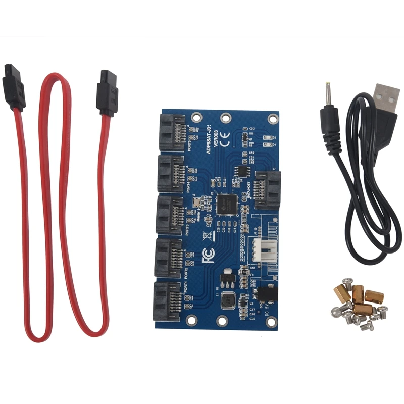Адаптер SATA 1 на 5 портов Конвертер SATA порт мультипликатор Riser Card Hub