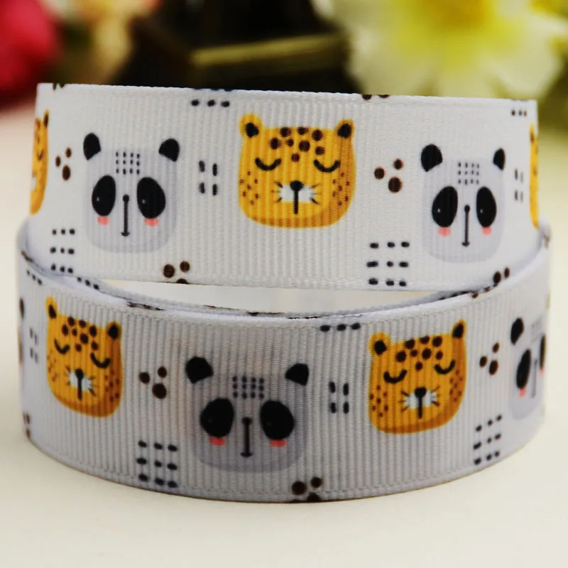 22mm 25mm 38mm 75mm Panda leopard Cartoon printed Grosgrain Ribbon party decoration 10 Yards X
