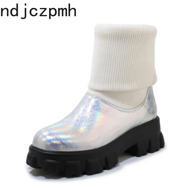 

Martin boots Autumn And Winter The New fashion Round head plush Wedge mid heel Middle tube Women's shoes plus size 32-46 black