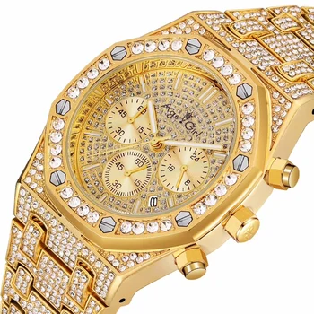 

Luxury Brand New Men Watch Chronograph Sapphire Stainless Steel Yellow Gold Rose Silver Black Full Iced Diamonds Fashion Sport