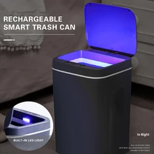 Poubelle intelligente à capteur automatique, chargement USB, poubelle électrique Rechargeable, poubelle de cuisine