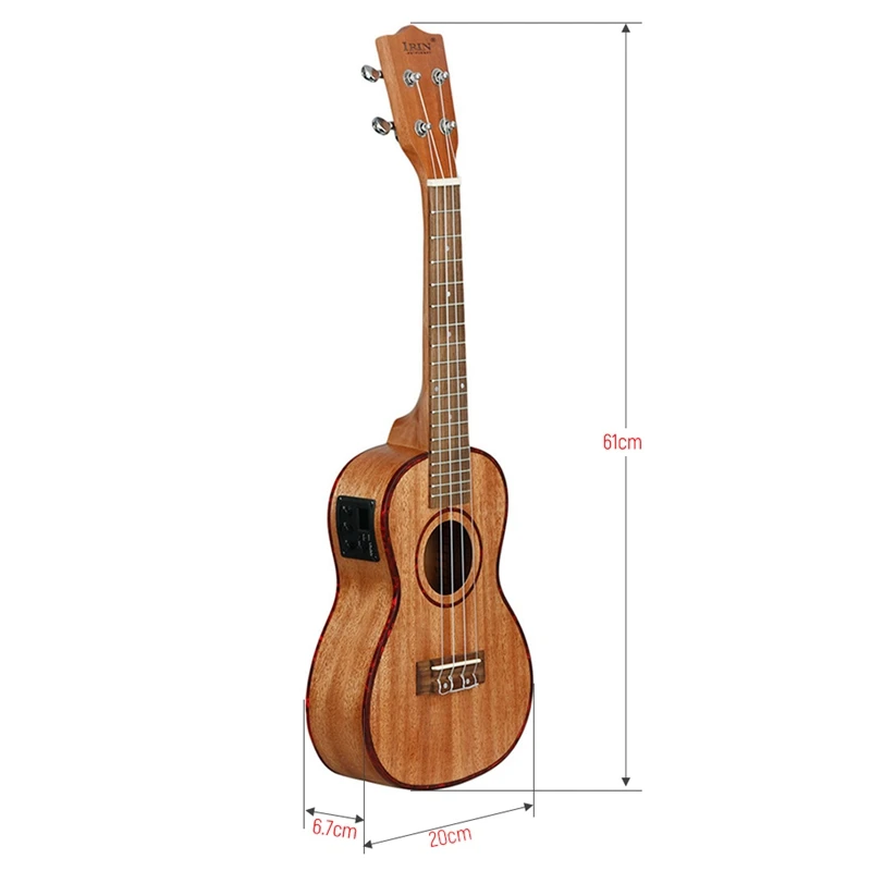 ABGZ-Irin 24 inch Ukulele Ukelele Uke Kit Sapele Wood with Lcd Eq Including Carrying Bag Capo Strings Strap Finger Maraca Cleani