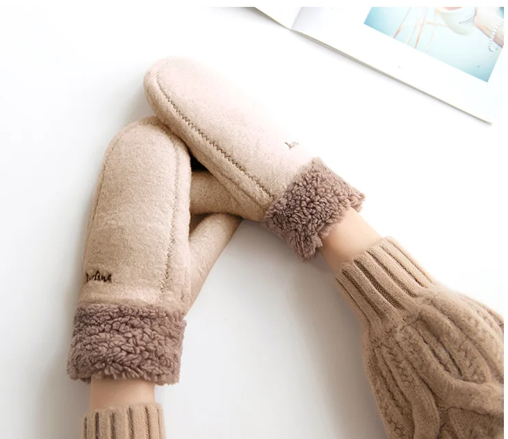 Alphanumeric gloves Корейская версия универсальных осенне-зимних утолщенных студенческих теплых перчаток с буквенным принтом - Цвет: Alphanumeric gloves