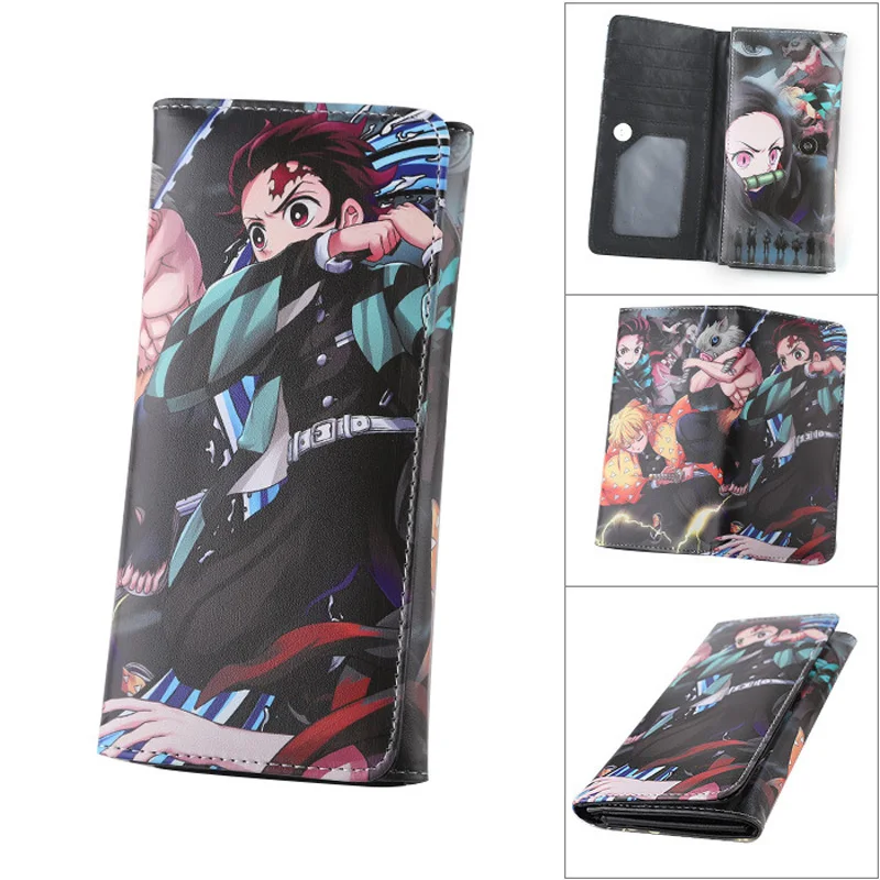 Button-1 Аниме Demon Slayer: Kimetsu no Yaiba длинная кнопка кошелек Kamado Tanjirou/Nezuko из искусственной кожи кошелек мужской и женский зажим для денег - Цвет: Button-1