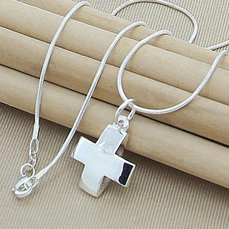 Горячая 925 пробы Серебряный короткий крест кулон ожерелья для женщин ожерелья Высокое качество ювелирные изделия