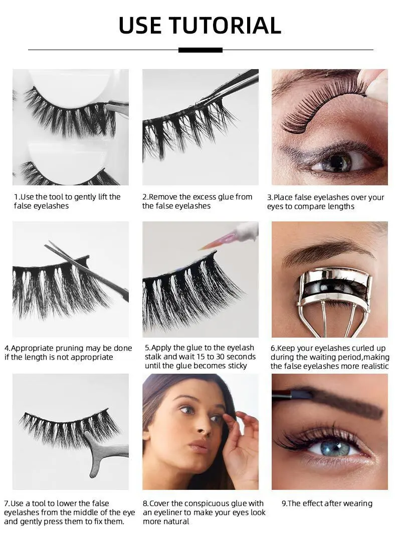 Mink eyelashes 3d mink hair eyelashes10 pairs long makeup 3d faux nature fake lashes extension false eyelashes Wholesale(10P