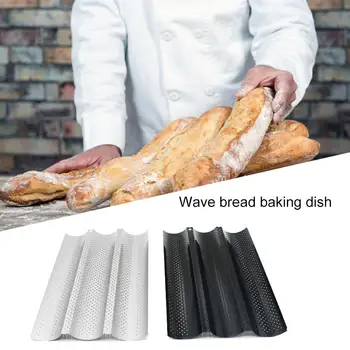 

Nonstick Perforated Baguette Pan 3 Wave Loaf Bake Mold Toast Cooking Bakers 3 Gutter Oven Toaster Pan for French Bread Baking