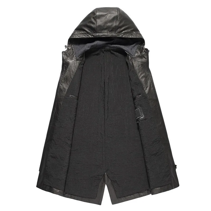 High Quality For Mens Sheepskin Jacket Fashion Real Leather Motorcycle Casual Hoody Trench Long Coats Plus Size | Мужская одежда