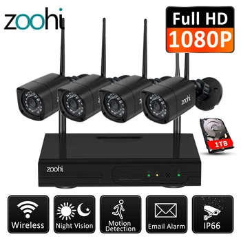 

Zoohi WIFI Security Camera System Wireless Outdoor Home Security 4CH 1080P 1TB HDD NVR