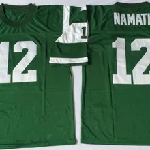 Мужская футболка с вышитым логотипом Joe Namath 12 белого и зеленого цвета Футбольная форма для средней школы