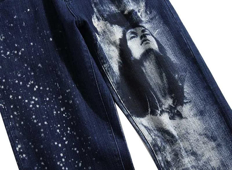 KIOVNO Men Stretch Colorful Jeans 3D Pattern Denim Trousers Streetwear Pants For Male Slim Fit Denim Trousers Hip Hop  (7)