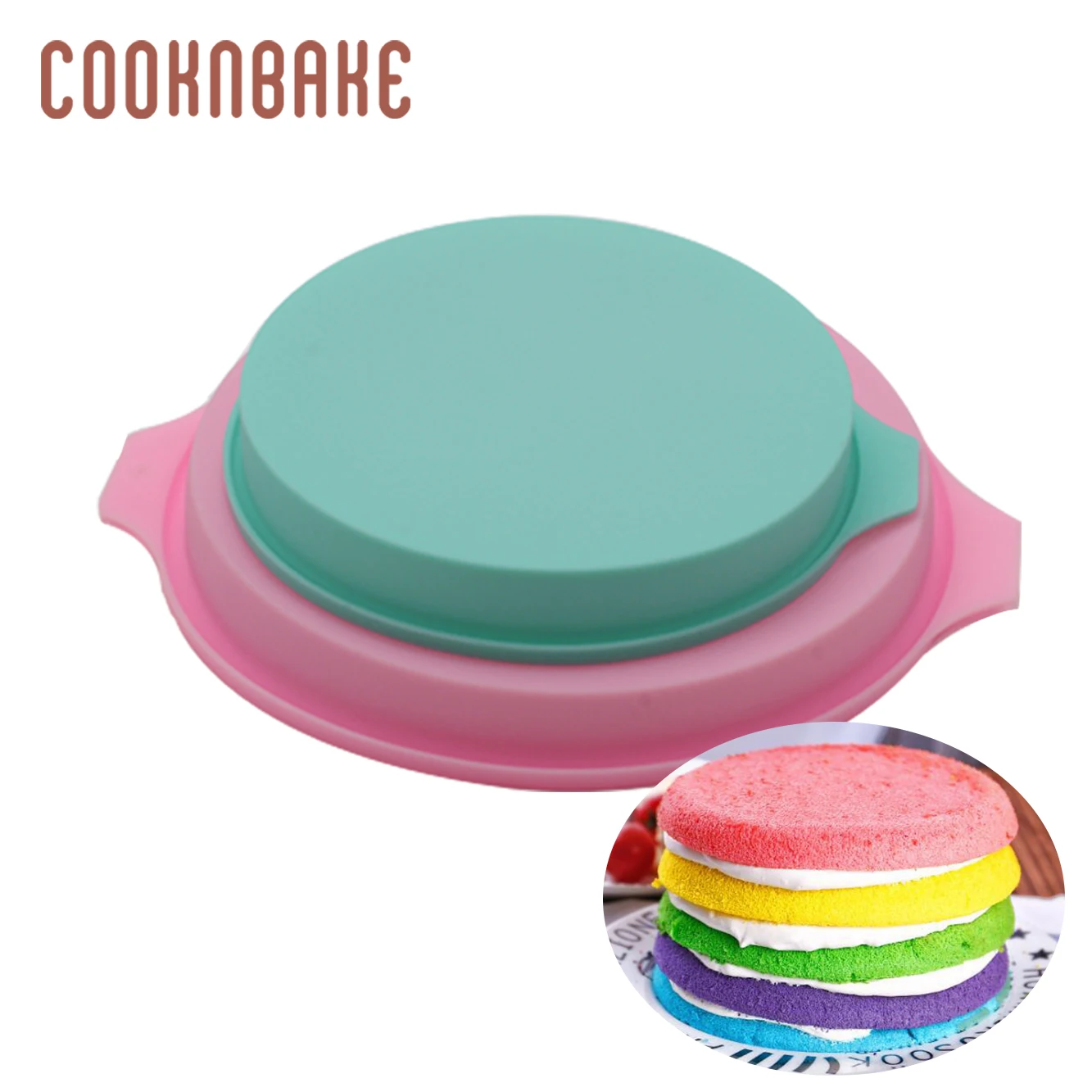 COOKNBAKE Silicone Mold for 8 inch Round Pizza Pastry Rainbow Cake Bread Baking Tool Cake Decoration DIY Birthday Party Set of 4 