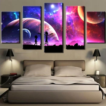 

Canvas Pictures Home Wall Art Decor 5 Pieces Rick And Morty Painting For Living Room HD Prints Animated Cartoon Poster