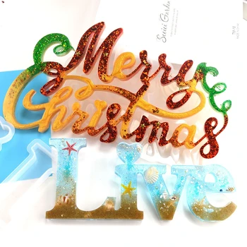 

Merry Christmas Resin Mold Epoxy Casting Mould for DIY Table Decoration Home Ornament Xmas Art Crafts Decoration Making Tools