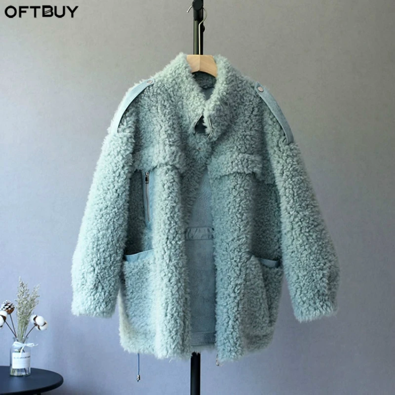 Парка OFTBUY женская зимняя из 100% шерсти плюшевый флисовый Мишка плюшевая замшевая