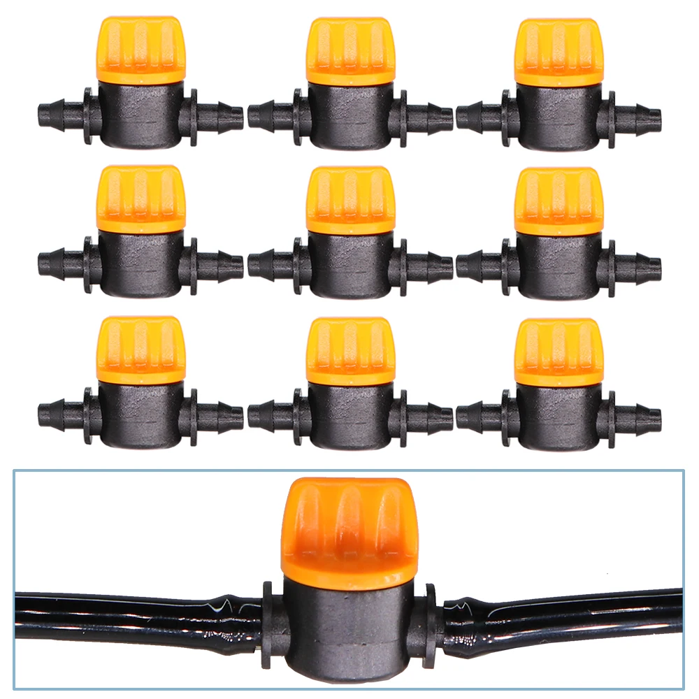 10PCS 1/4'' Barbed Mini Valve Shut Off Coupling Connectors for 4/7mm Hose Garden Water Irrigation Pipe Adaptor Greenhouse drip irrigation kit near me